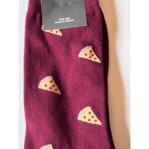 J.Crew Preppy Style Pizza Deep Maroon Pizza Print Crew Style Socks New With Tag